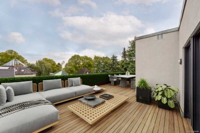 Relaxen statt Rasenmähen? Moderne Penthousewohnung mit 72 qm Dachterrasse