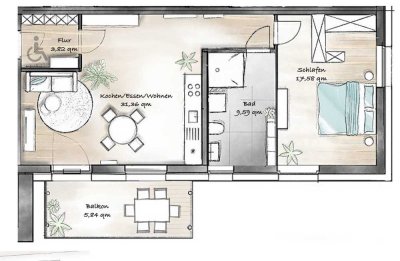 Attraktive 2-Zimmer Wohnung mit Balkon in Kitzingen
