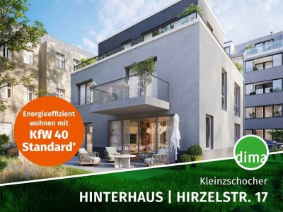 KfW-40-Neubau: EG-Whg. im Hinterhaus mit Süd-Terrasse, Tageslicht-Vollbad, G.-WC, Stellplatz u.v.m.