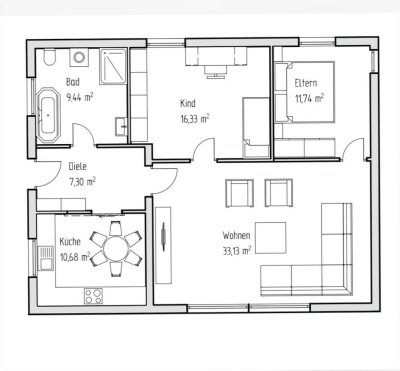 Hochwertig kernsanierte 3-Zimmer-Wohnung