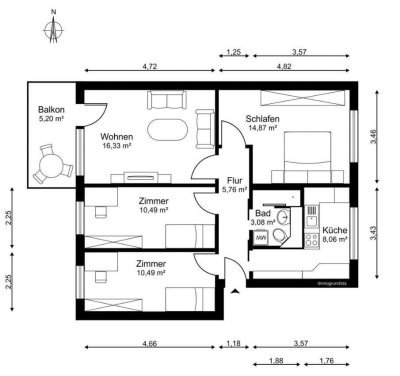 VERKAUFT - 4-Zimmer ETW  in Potsdam| bezugsfrei
1. OG mit Balkon | ca. 72 m² | Keller