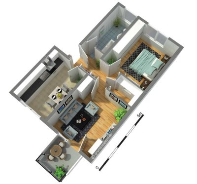 Helle 2-Zimmer-Wohnung mit Wohnküche und Tageslichtbad
