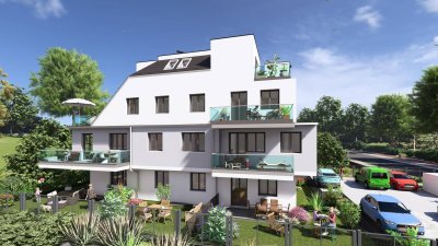 Familienwohnung - PREMIUMLAGE - 16 m² Balkon - großzügiges Wohnzimmer mit 32 m² - 3 Zimmer mit tollem Ausblick ins Grüne - Provisionfrei – Ziegelmassivbau