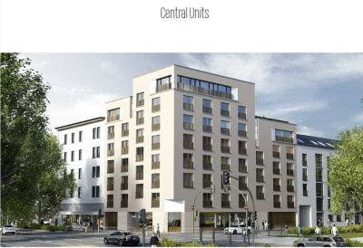 Kapitalanlage, Neue Wohnung am Fluss mit Möbeln und Küche.