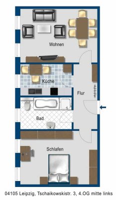 Leipzig Tschaikowskistraße- 2 Zimmer Wohnung - frei ab sofort