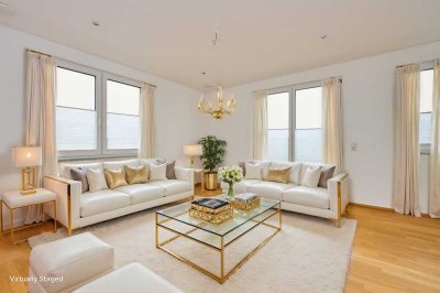 Traumhafte Penthouse-Wohnung (teilbar) mit umlaufender Dachterrasse und 2 Tiefgaragen-Stellplätzen