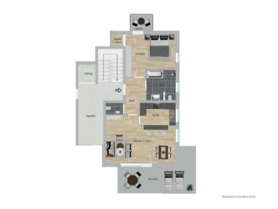 Helle 2-Zimmer-Wohnung im Erdgeschoss mit Terrasse und Balkon