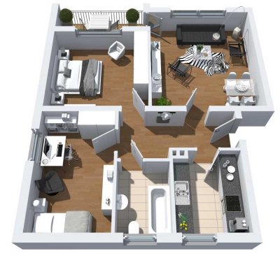 3-Zimmer-Wohnung in Herne Horsthausen im EG mit Balkon und Wannenbad.