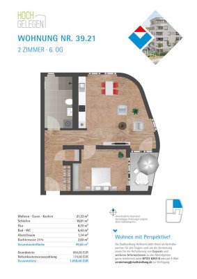ERSTBEZUG JULI 2026 im Hochgelegen ! Charmante 2 Zimmer-Wohnung TYP  F