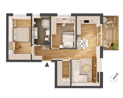 Hochwertige 3-Zimmer Neubauwohnung mit Balkon HW18