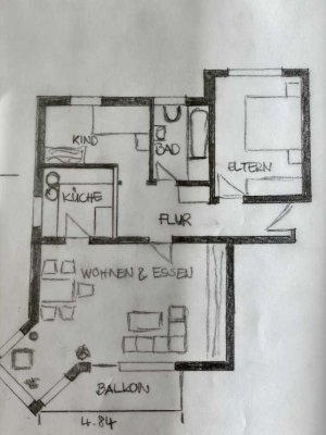 Modernisierte Wohnung mit dreieinhalb Zimmern sowie Balkon und Einbauküche in Maikammer