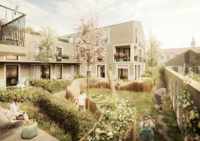 Sonnenseite mit Gartenblick: Wohnen mit 3 Zimmern & 2 Bädern und Balkon
