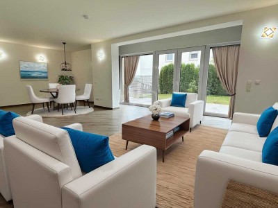 XXL-Maisonette-Wohnung in herrlicher Feldrandlage mit Einliegerbereich, Doppelgarage und Garten