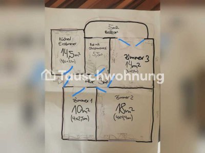 Tauschwohnung: Zentrale 3-Zimmer-Whg für 4+-Zimmer