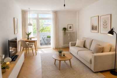 Erstbezug nach Sanierung | Top Lage !  | Möbliertes Apartment mit Balkon, Aufzug & TG-Stellplatz