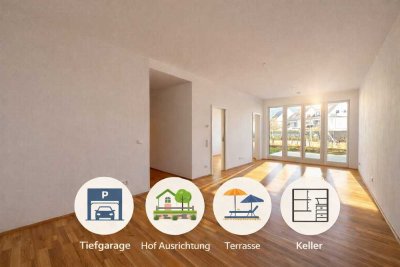 *** NEUBAU-GARTENOASE mit Terrasse & Tiefgarage | 2 Zimmer | Bezug 04/26 ***