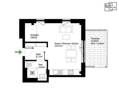 B&B Immobilien: Modernes 1-Zimmer-Apartment mit Terrasse – Erstbezug in attraktiver Neubauanlage