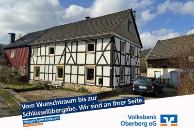 Gemütliche Fachwerk Doppelhaushälfte mit Nebengebäude in Wiehl-Forst