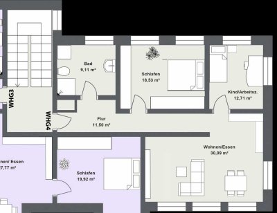Renovierte 3 Zimmer Wohnung OG mit Küche und Stellplatz in Perkam zwischen Regensburg und Straubing