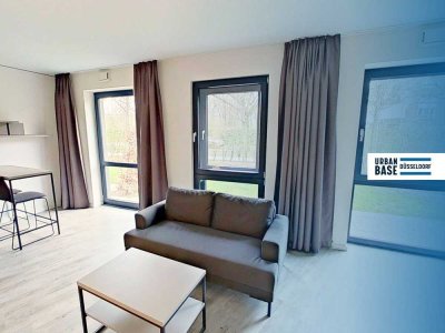 URBAN BASE: Vollmöbliertes 1-Zimmer-Large-Apartment mit EBK, TERRASSE, ALL-IN-MIETE, UVM. am Rhei...