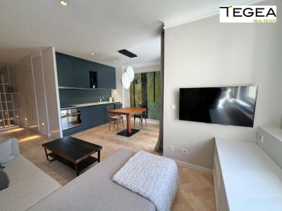 Modernes Design-Studio mit Loggia und Balkon in ruhiger Grünoase - teilweise möbliert