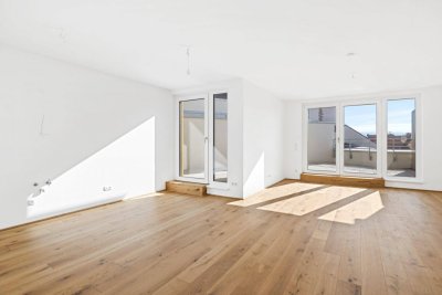 Wunderschöner Erstbezug! Lichtdurchflutete 4-Zimmer-Dachgeschoßwohnung | Tischlerküche | Zwei Bäder | Klimaanlage | Terrasse mit Weitblick und Privatsphäre | Tiefgarage