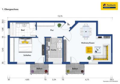 Sonnendurchflutet - 2,5-Zimmer-Wohnung mit zwei Balkonen, Personenaufzug und Außenstellplatz