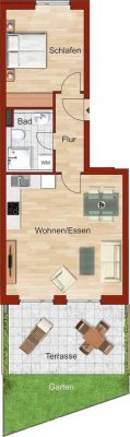 2-Zimmer-Erdgeschosswohnung mit sonnigem Süd-Garten