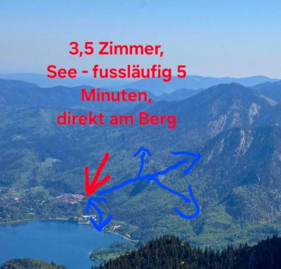 3,5 Zimmer, super Schnitt, Seenähe, direkt am Berg, Südbalkon, Berg- und Wassersport