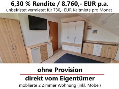 6,3 % Rendite - ohne Provision - komplett möblierte 2 Zimmer Wohnung  mit EBK in Freudenstadt - Diet