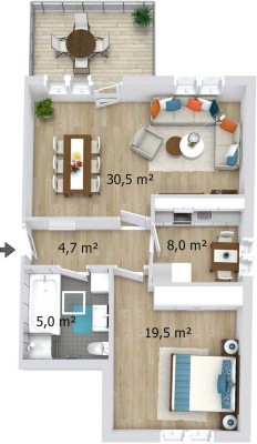 Schöne 2-Zimmer-Wohnung mit EBK und Balkon in Syke-Barrien