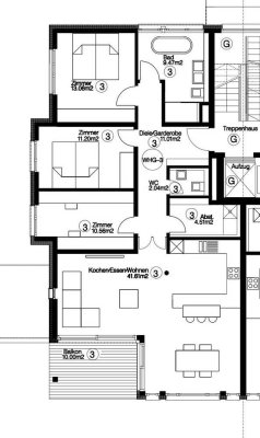 Luxuriöse 113 m² Wohnung mit Balkon in Freiburg-Herdern
