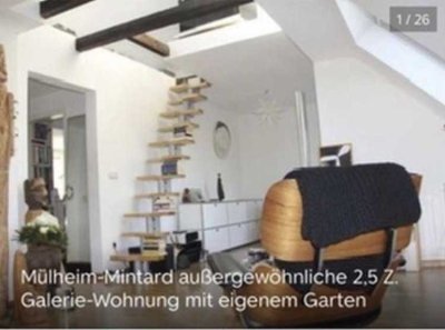Außergewöhnliche Dachgeschoss Wohnung in Mülheim-Mintard mit eigenem Garten