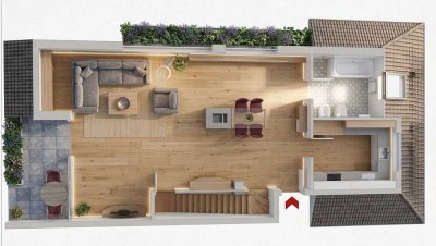 Helle Dachgeschosswohnung mit Loggia, Spitzboden und Tiefgaragenstellplatz in Münster-Süd