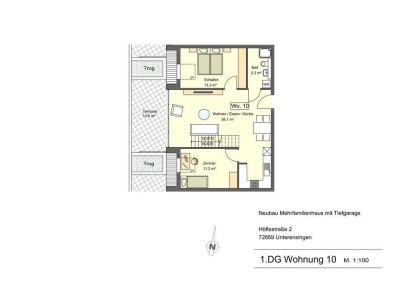 3-Zimmer Dachgeschoss Neubauwohnung in Unterensingen