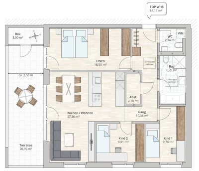 4-Zimmer-Dachgeschosswohnung (TOP 15) in Rankweil-Brederis, Korngasse 5