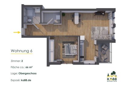 � Harmonie von Natur und Luxus � 2-Zimmer-NEUBAU-Wohnung mit Balkon im Luxus-Domizil "KA88"  �️