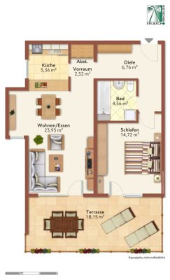 Frei zum Bezug!Sonnig gelegene 2 Zimmer Terrassenwohnung mit Flair+EBK+TG-Stellplatz