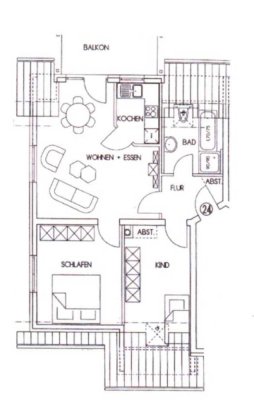Helle 3-Zimmer Dachgeschosswohnung mit Balkon in Offenbach an der Queich