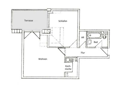 Fürth-Poppenreuth: Schöne 2-Zimmer-Wohnung mit Dachterrasse und Duplex-Stellplatz