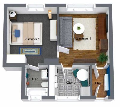 Erstbezug nach Sanierung: Exklusive 2-Raum-EG-Wohnung mit gehobener Innenausstattung in Oberhausen