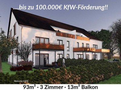 Barrierefreie ETW (Obergeschoss): 3 Zimmer, 93m² Wohnfläche, Balkon, Stellplatz
