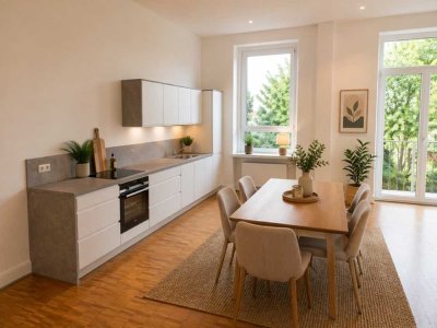 Stilvolle 4-Zimmer-Wohnung mit EBK, Terrasse + Stellplatz
