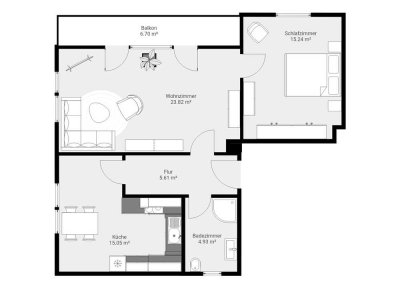 Sonnige 2-Zimmer-Wohnung mit Balkon und großer Einbauküche in Siegen-Oberschelden