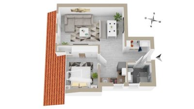 Exklusive, neuwertige 2-Zimmer-Dachgeschosswohnung in Hassmersheim