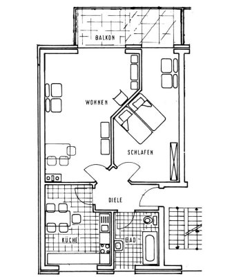 Helle 2-Zimmer Wohnung mit Balkon in Münster-Südviertel