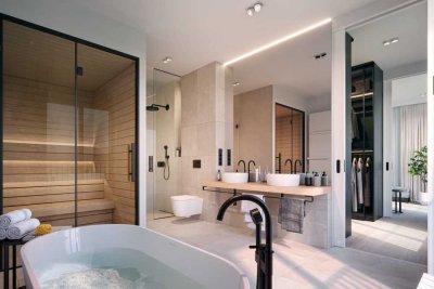 Ihr neues Zuhause mit privatem Spa: 3-Zimmer-Suite mit integrierter Sauna im Masterbad