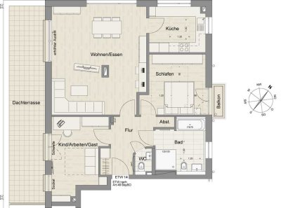 Aktions-Rabatt! Neubau- exkl. 3-Zi. Dachterrassenwohnung
ca. 103 m² Wfl. & S/W-Terrasse in Germerin