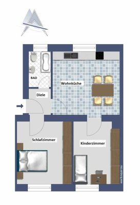 Möblierte Erdgeschoss-Wohnung Innenstadtnaher Wohnlage
