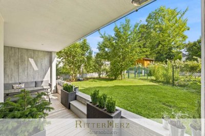 Großzügige Gartenwohnung mit über 92 m² Nutzfläche in Toplage München, A+ und ruhig!